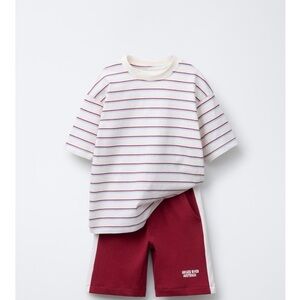 ZARA STRIPED T-SHIRT AND SPORTY BERMUDA SET